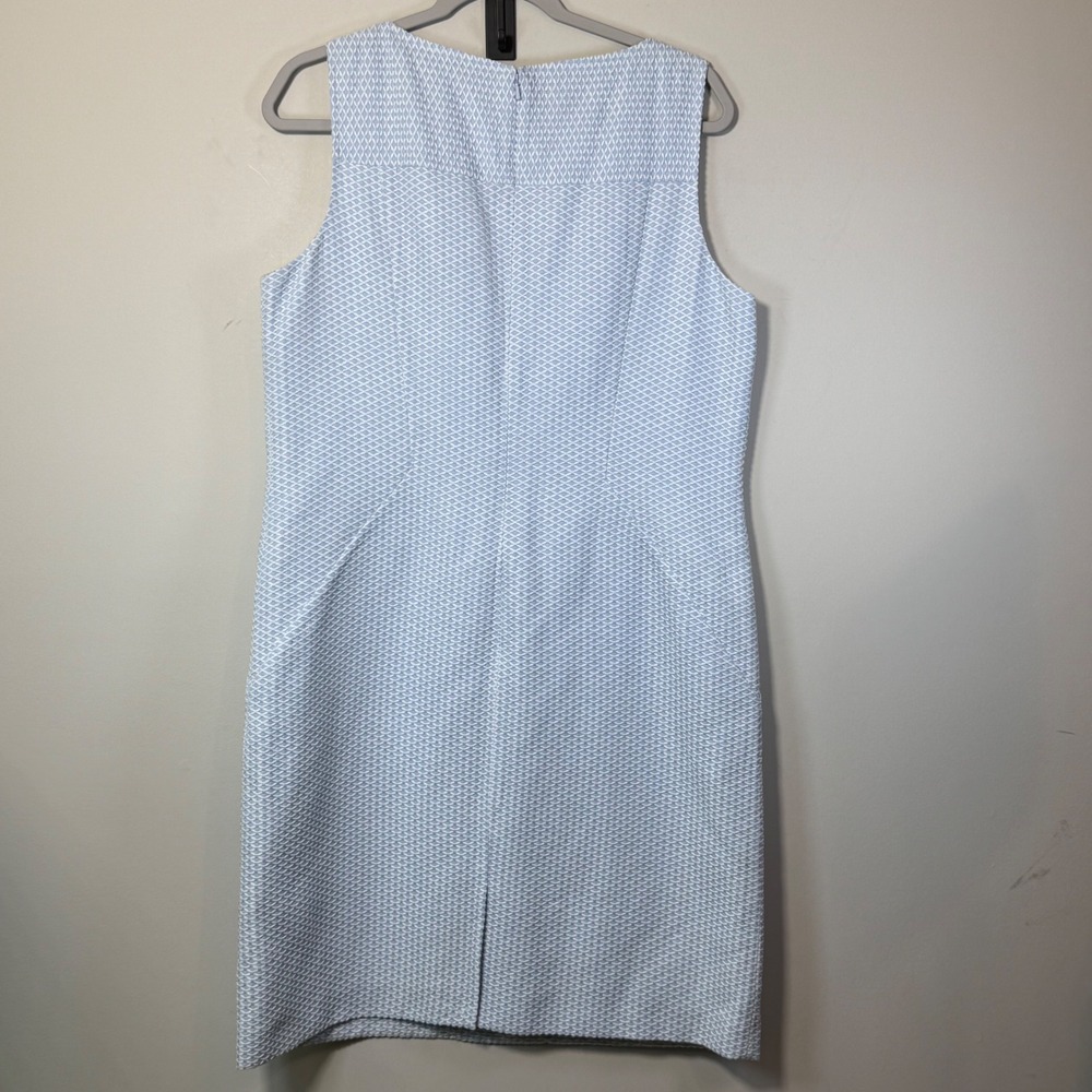 New Brooks Brothers Sheath Dress Womens 14 Blue White New Honeycomb Textured - Picture 2 of 5
